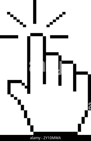 Pixel Hand Cursor Klicken, Maus Pixel Hand Cursor, Cursor klicken Cursor Cursor Cursor Cursor Symbol, pixelter Hand Cursor, Click Hand Hand Hand Hand, Curser Click Zeichen, Klick Finger POI Stock Vektor