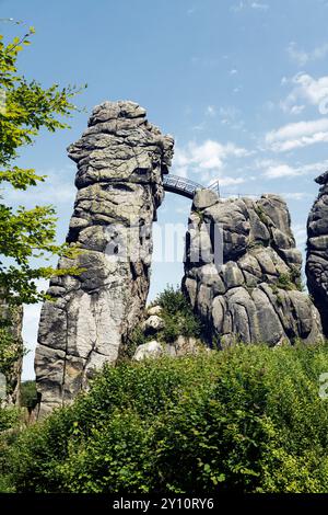 Die Externsteine bei Horn-Bad Meinberg, Teutoburger Wald. Deutschland Stockfoto