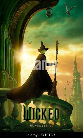 Wicked (2024) von Jon M. Chu mit Cynthia Erivo, Ariana Grande und Jonathan Bailey. Adaption des Musicals The Wicked: The Wicked: The Life and Times of the Wicked Witch of the West von Gregory Maguire. US Advance Poster ***NUR FÜR REDAKTIONELLE ZWECKE***. Quelle: BFA / Universal Pictures Stockfoto