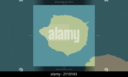 Carlisle Island in der Beringsee, die zu den Vereinigten Staaten gehört, wurde auf einer topografischen Karte im humanitären OSM-Stil beschrieben und hervorgehoben Stockfoto