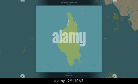 Die Insel Ko Tarutao in der Malakka-Straße, die zu Thailand gehört, wurde auf einer topografischen Karte im humanitären OSM-Stil beschrieben und hervorgehoben Stockfoto