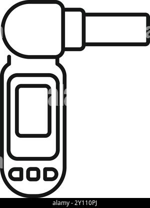 Digitales berührungsloses Infrarot-Thermometer, das den Konturvektor des Körpertemperatursymbols anzeigt Stock Vektor