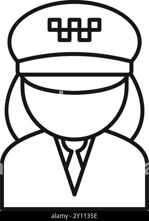 Einfaches Symbol einer Taxifahrerin in Uniform mit Hut Stock Vektor