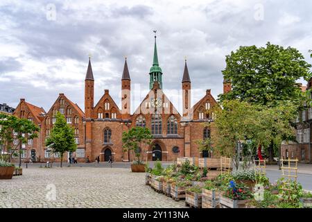 Geibelplatz und Heiligen-Geist-Krankenhaus in der Hansestadt Lübeck, Schleswig-Holstein Stockfoto