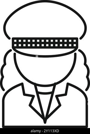 Einfache schwarz-weiße Vektor-Illustration einer Polizistin mit Uniform und Hut, perfekt für Avatare oder Porträts Stock Vektor