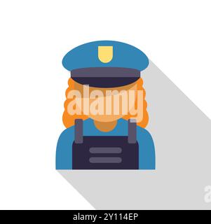 Einfache Vektor-Illustration einer Polizistin in blauer Uniform, die für ein Porträt posiert Stock Vektor