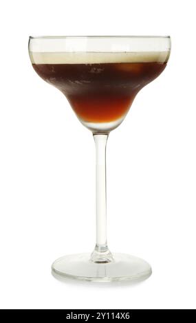 Espresso Martini Cocktail im Glas isoliert auf weiß Stockfoto