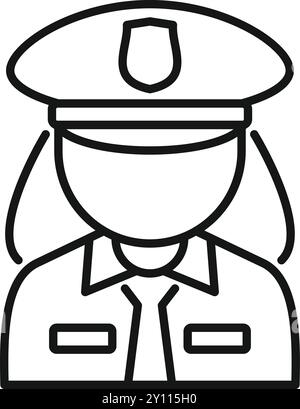 Einfache Linienzeichnung eines Polizisten in Uniform mit Abzeichen Stock Vektor