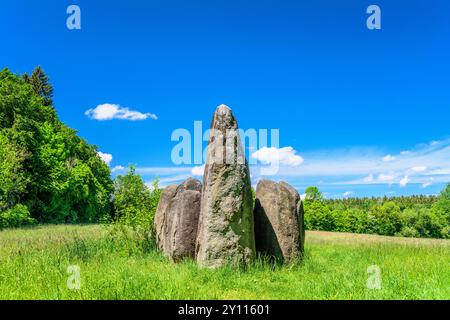 Deutschland, Bayern, Ebersberg, Glonn, Herrmannsdorf, Steinkreis „die Arche“ auf dem Kunstweg Stockfoto