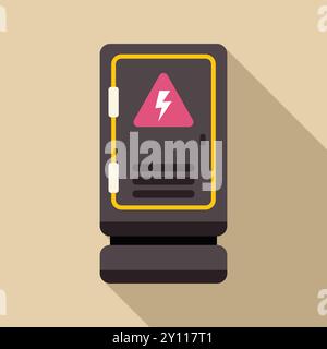 Schaltschrank für den Außenbereich mit Hochspannungsschild und langem Schatten Stock Vektor