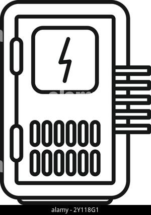 Linienzeichnung eines elektrischen Zählers zur Messung des Stromverbrauchs Stock Vektor