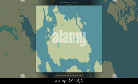 Thorne Island in den Küstengewässern von Südost-Alaska und British Columbia, die zu den Vereinigten Staaten gehören, wurde in einem Topogramm beschrieben und hervorgehoben Stockfoto