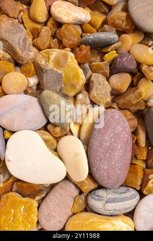 Bunte Kieselsteine, Hintergrundbild, Nahaufnahme, Vollgröße Stockfoto