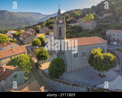 Zonza, eine kleine Stadt im gebirgigen Hinterland der Insel, Arrondissement Sartene, Corse-du-Sud, Korsika, Frankreich Stockfoto