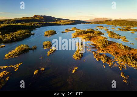 Sommer, Blick aus der Luft, Inseln, See, Senja, Skaland, Norwegen, Europa Stockfoto