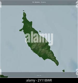 Ile Balabio in der Korallensee, die zu Frankreich gehört, wurde auf einer farbigen Höhenkarte quadratisch zugeschnitten Stockfoto