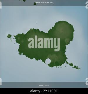 Cagayan Sulu Island in der Sulu-See, die zu den Philippinen gehört, wurde auf einer farbigen Höhenkarte quadratisch zugeschnitten Stockfoto