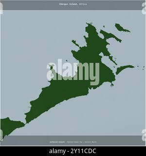 Chergui Island im Mittelmeer - östliches Becken, das zu Tunesien gehört, wurde auf einer farbigen Höhenkarte quadratisch zugeschnitten Stockfoto