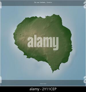 Die Ile aux Cochons im Indischen Ozean, die zu Frankreich gehört, wurde auf einer farbigen Höhenkarte quadratisch zugeschnitten Stockfoto