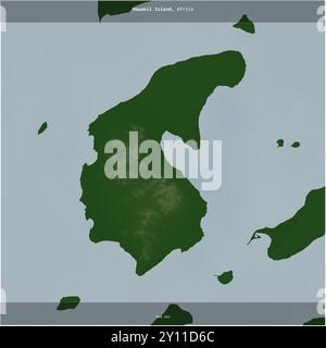 Die Insel Hawakil im Roten Meer, die zu Eritrea gehört, wurde auf einer farbigen Höhenkarte quadratisch zugeschnitten Stockfoto