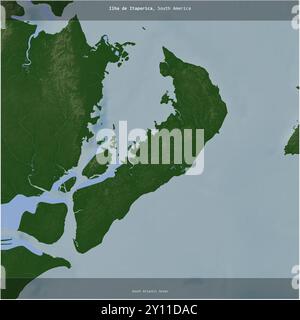 Ilha de Itaparica im Südatlantik, das zu Brasilien gehört, wurde auf einer farbigen Höhenkarte quadratisch zugeschnitten Stockfoto
