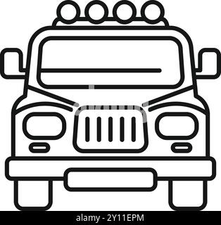 Vorderansicht des Geländefahrzeugs mit Dachleuchten für Leistung und Abenteuer, perfekt für Automobil- und Geländefahrer Stock Vektor
