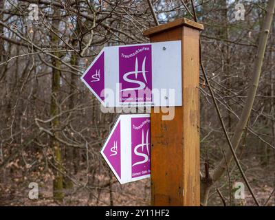 Wegweiser zum Litermont bei Nalbach, Merzig-Wadern, Saarland, Deutschland Stockfoto