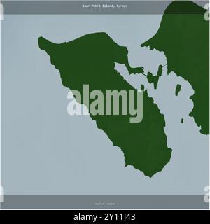 Die Insel Suur-Pakri im Golf von Finnland, die zu Estland gehört, wurde auf einer farbigen Höhenkarte quadratisch zugeschnitten Stockfoto