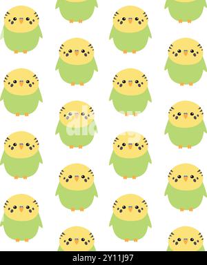 Vektornahtloses Muster von Budgie Papagei Stock Vektor