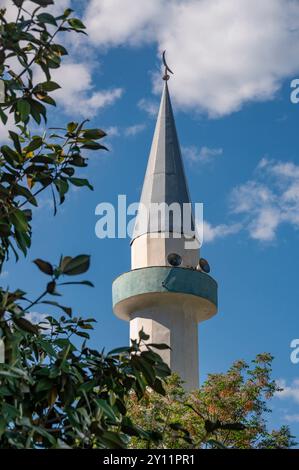 Albanien, Balkanhalbinsel, Südosteuropa, Republik Albanien, Südalbanien, Vjosa Tal, Trebeshina-Dhembel-Nemercka Gebirge, Permet Albanisch auch Permeti, Moschee Stockfoto