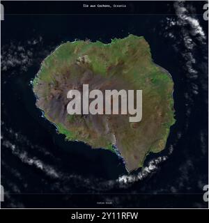 Ile aux Cochons im Indischen Ozean, das zu Frankreich gehört, wurde auf einem Satellitenbild vom 17. Februar 2024 quadratisch zugeschnitten Stockfoto