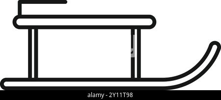 Einfache Strichgrafik-Illustration eines Holzschlittens, der auf Schnee steht Stock Vektor