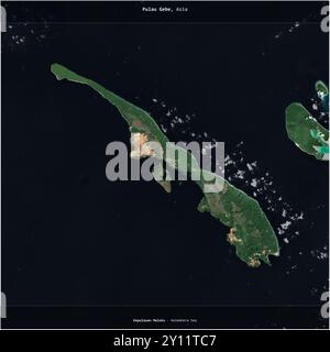 Pulau Gebe in der Halmahera-See, die zu Indonesien gehört, wurde auf einem Satellitenbild vom 23. Oktober 2018 quadratisch zugeschnitten Stockfoto