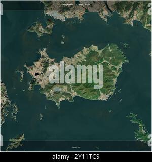 Die zu Südkorea gehörende Geogeumdo-Insel im Japanischen Meer wurde auf einem Satellitenbild vom 29. September 2023 quadratisch zugeschnitten Stockfoto