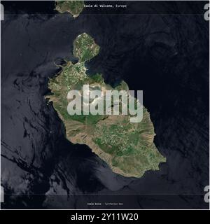 Isola di Vulcano im Tyrrhenischen Meer, das zu Italien gehört, wurde auf einem Satellitenbild vom 11. Juli 2023 quadratisch zugeschnitten Stockfoto