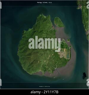 Maingy Island in der Andamanen oder Birma-See, die zu Myanmar gehört, wurde auf einem Satellitenbild vom 20. Dezember 2023 quadratisch zugeschnitten Stockfoto