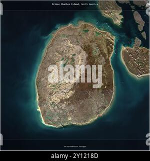 Prince Charles Island in den nordwestlichen Passagen, die zu Kanada gehören, wurde auf einem Satellitenbild vom 13. September 2019 quadratisch zugeschnitten Stockfoto