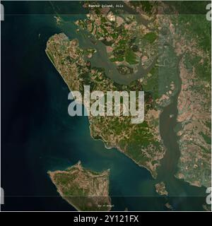 Ramree Island in der Bucht von Bengalen, die zu Myanmar gehört, wurde auf einem Satellitenbild vom 23. Januar 2023 quadratisch zugeschnitten Stockfoto