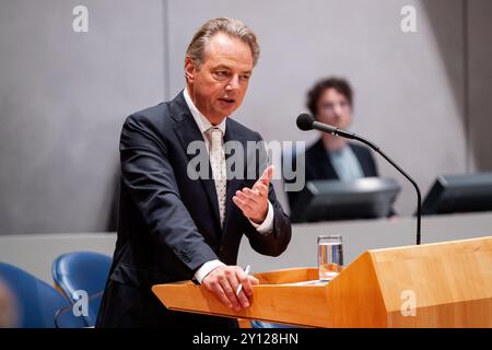 Den Haag, Niederlande. September 2024. DEN HAAG, NIEDERLANDE - 3. SEPTEMBER: Minister Barry Madlener während der Plenardebatte im Tweede Kamer am 3. September 2024 in den Haag, Niederlande (Foto: John Beckmann/Orange Pictures) Credit: Orange Pics BV/Alamy Live News Stockfoto