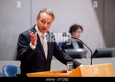 Den Haag, Niederlande. September 2024. DEN HAAG, NIEDERLANDE - 3. SEPTEMBER: Minister Barry Madlener während der Plenardebatte im Tweede Kamer am 3. September 2024 in den Haag, Niederlande (Foto: John Beckmann/Orange Pictures) Credit: Orange Pics BV/Alamy Live News Stockfoto