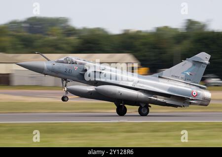 Die französische Luftwaffe Mirage 2000 bei der Royal International Air Tattoo 2024. Stockfoto