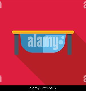 Dieses Symbol verfügt über eine blaue Badewanne mit gelben Kanten, die Hygiene und Entspannung symbolisiert Stock Vektor