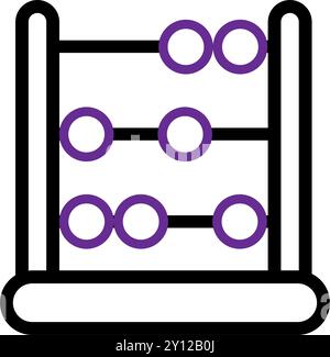Abacus-Symbol mit violetten Perlen und schwarzem Rahmen Vektor Stock Vektor