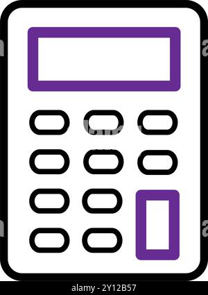 Taschenrechnersymbol mit violettem Display und schwarzen Tasten Vektor Stock Vektor