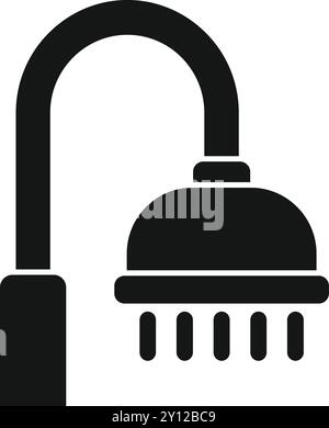 Einfaches Vektorsymbol eines Duschkopfes, der Wasser sprüht, perfekt für die Darstellung von Bädern und Waschen Stock Vektor