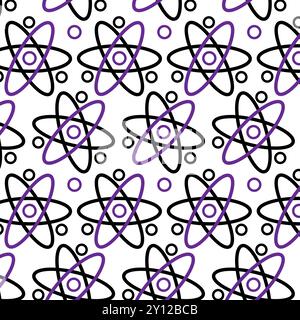 Muster mit atomaren Symbolen in violettem und schwarzem Vektor Stock Vektor