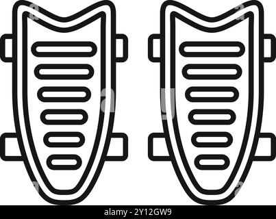 Line-Art-Symbol eines Paar elektrischer Skateboards, die persönliche Mobilitätsgeräte für den städtischen Transport darstellen Stock Vektor