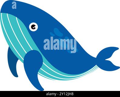Niedlicher Blauwal mit Streifen im Cartoon-Stil Vektor Stock Vektor
