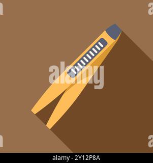 Die Augenbrauenpinzette mit langem Schatten liegt auf braunem Hintergrund Stock Vektor