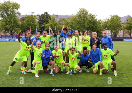 Luxemburg, Luxemburg. September 2024. BIIK-Spieler nach dem Fußballspiel zwischen BIIK Kazygurt (KZA) und FC NSA (BUL), der ersten Qualifikationsrunde der UEFA Women's Champions League 2024-2025, am Mittwoch, den 4. September 2024 in Luxemburg. Quelle: Sportpix/Alamy Live News Stockfoto